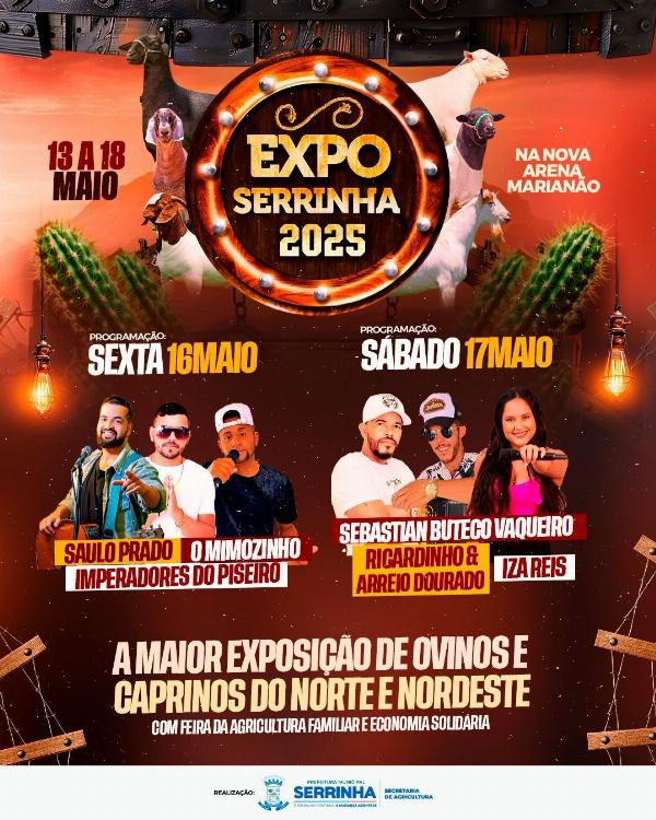 Confira a programação de shows da ExpoSerrinha 2025, que vai agitar a Nova Arena Marianão: